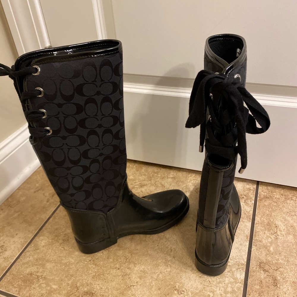 Coach Black Tristee Rain Boot Size 8